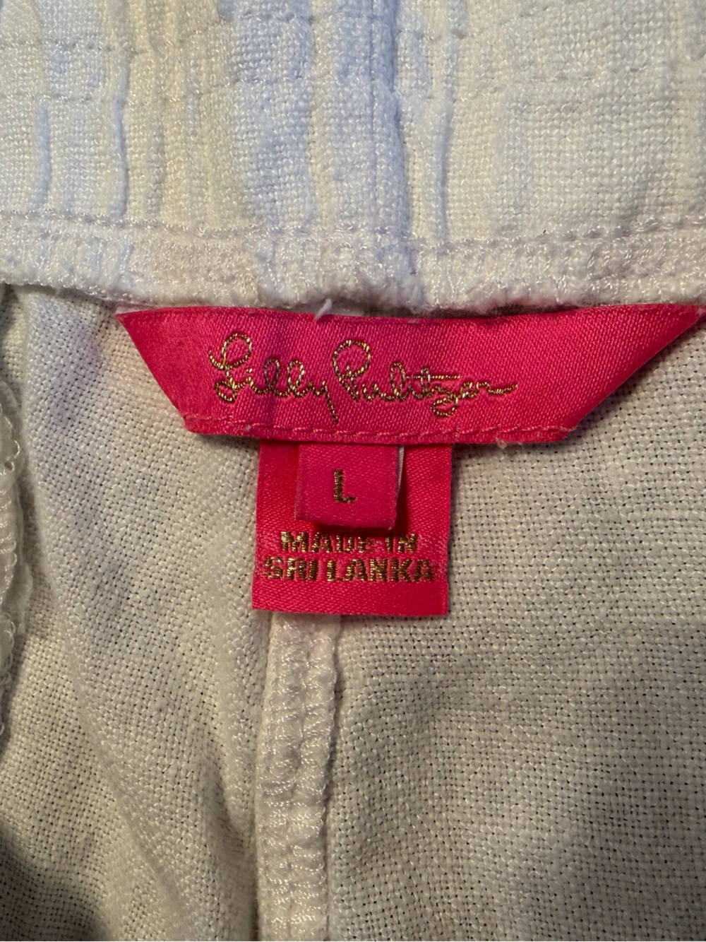 Lilly Pulitzer White Textured Cropped Linen Shorts, Large - Picture 3 of 4